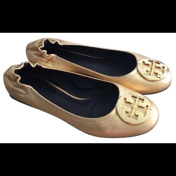 Tory Burch Shoes - Tory Burch Reva Ballet Flats Metallic Gold